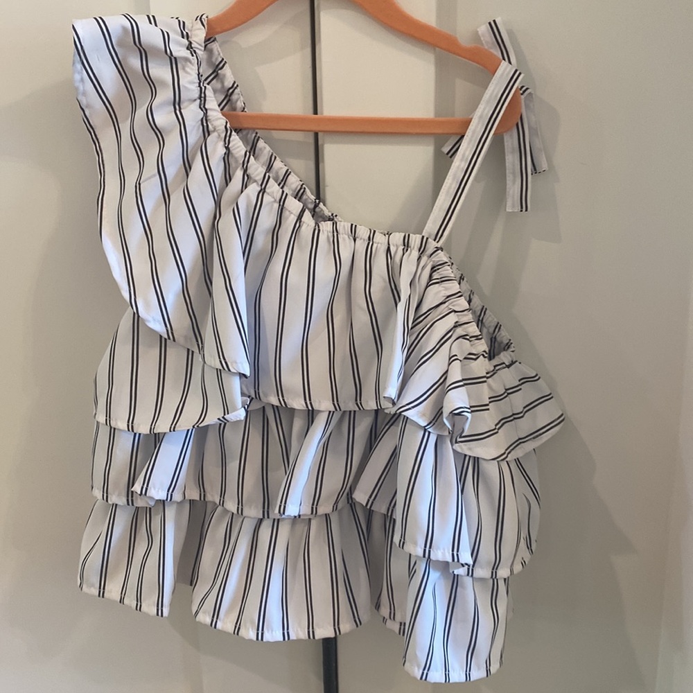 Habitual Kid Ruffles white/black strip top NEW with tags - size 12 - Picture 7 of 9